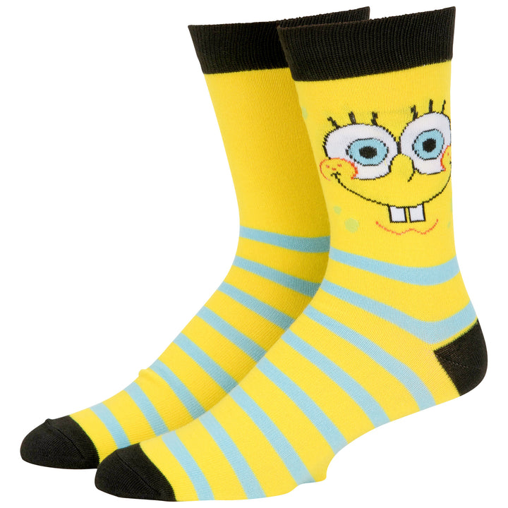 SpongeBob and Patrick Mens Striped 2-Pair Pack of Crew Socks Image 3