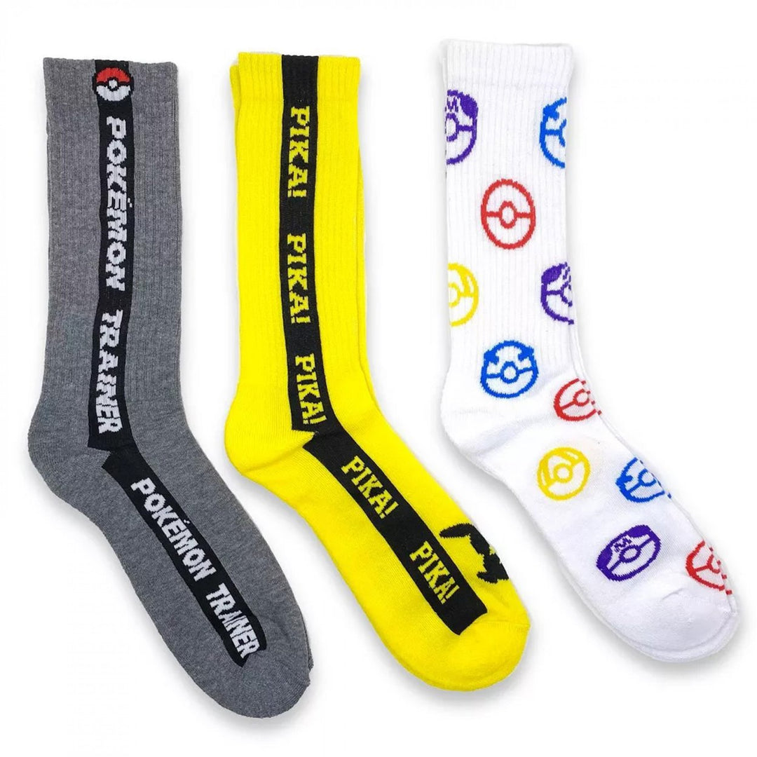 Pokemon Pika Pika Crew Socks 3-Pair Pack Image 1