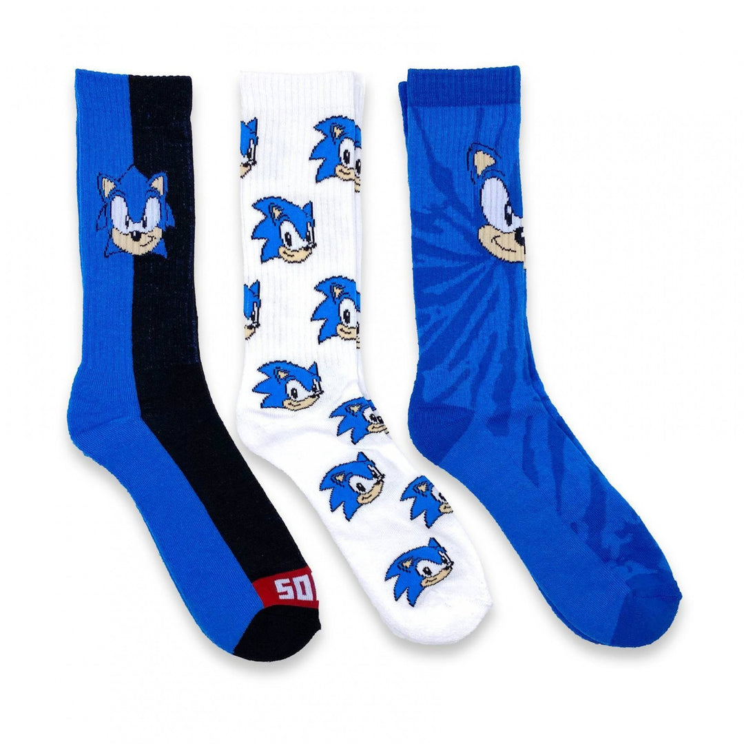 Sonic The Hedgehog Mens Crew Socks 3-Pair Pack Image 1