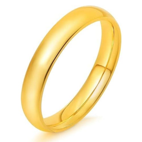 Paris Jewelry 24K Yellow Gold High Polish Classic Wedding Ring 4mm Women And Men Plated Image 1
