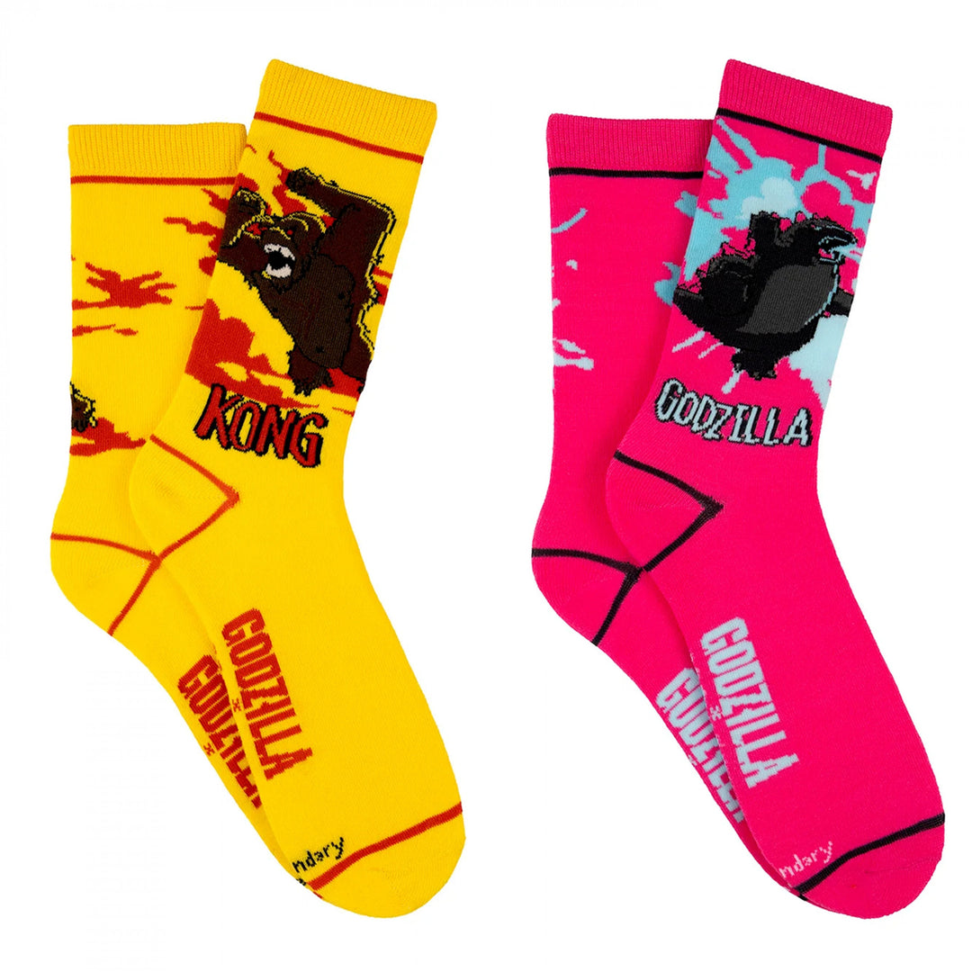 Godzilla x Kong Battle Neon Crew Socks 2-Pair Pack Image 1