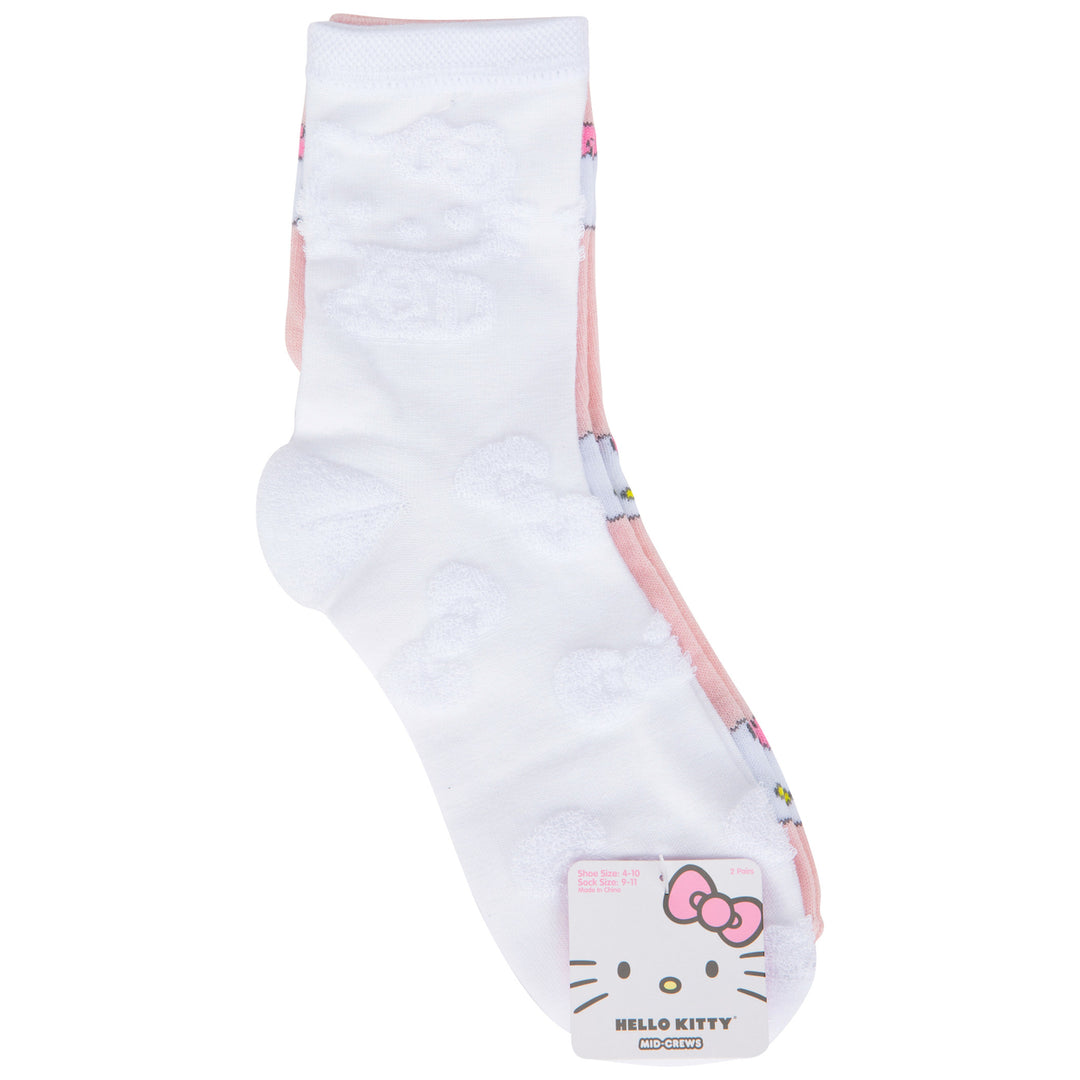 Hello Kitty Face Print Womens Crew Socks 2-Pack Image 2