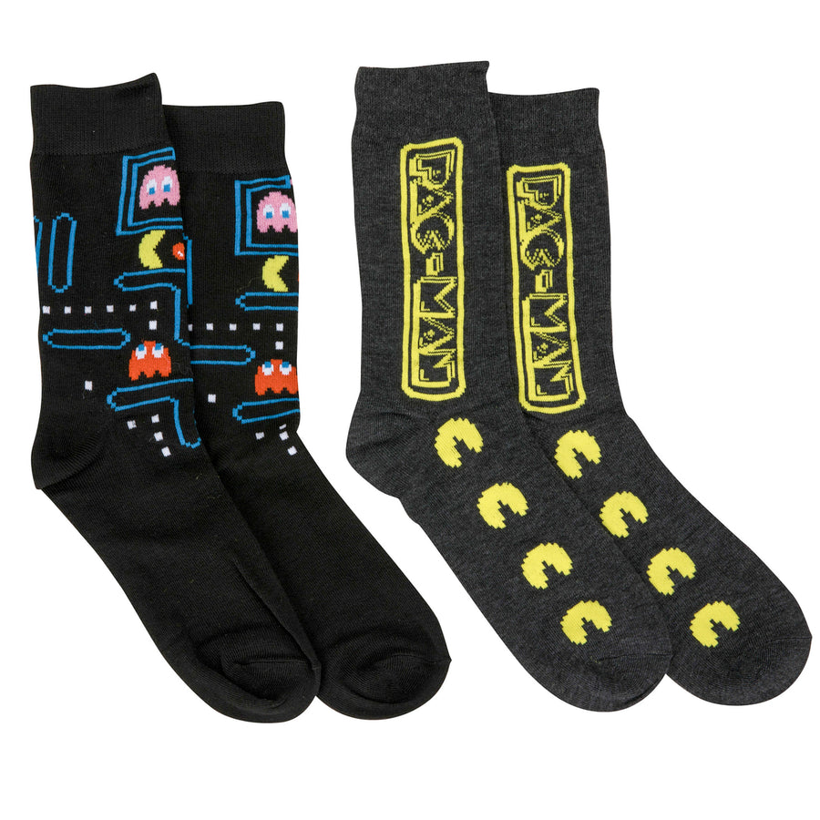 Pac-Man Maze and Logo Mens Crew Socks 2-Pack Image 1