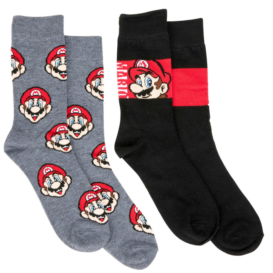 Super Mario Bros. Mario Icons Mens Crew Socks 2-Pack Image 1