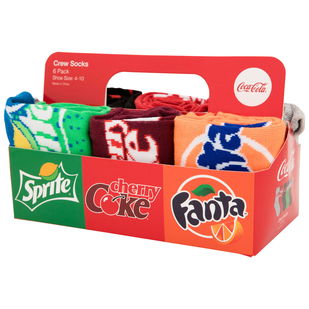 Coca-Cola Soda Brands Crew Socks 6-Pack in Novelty Packaging Image 2