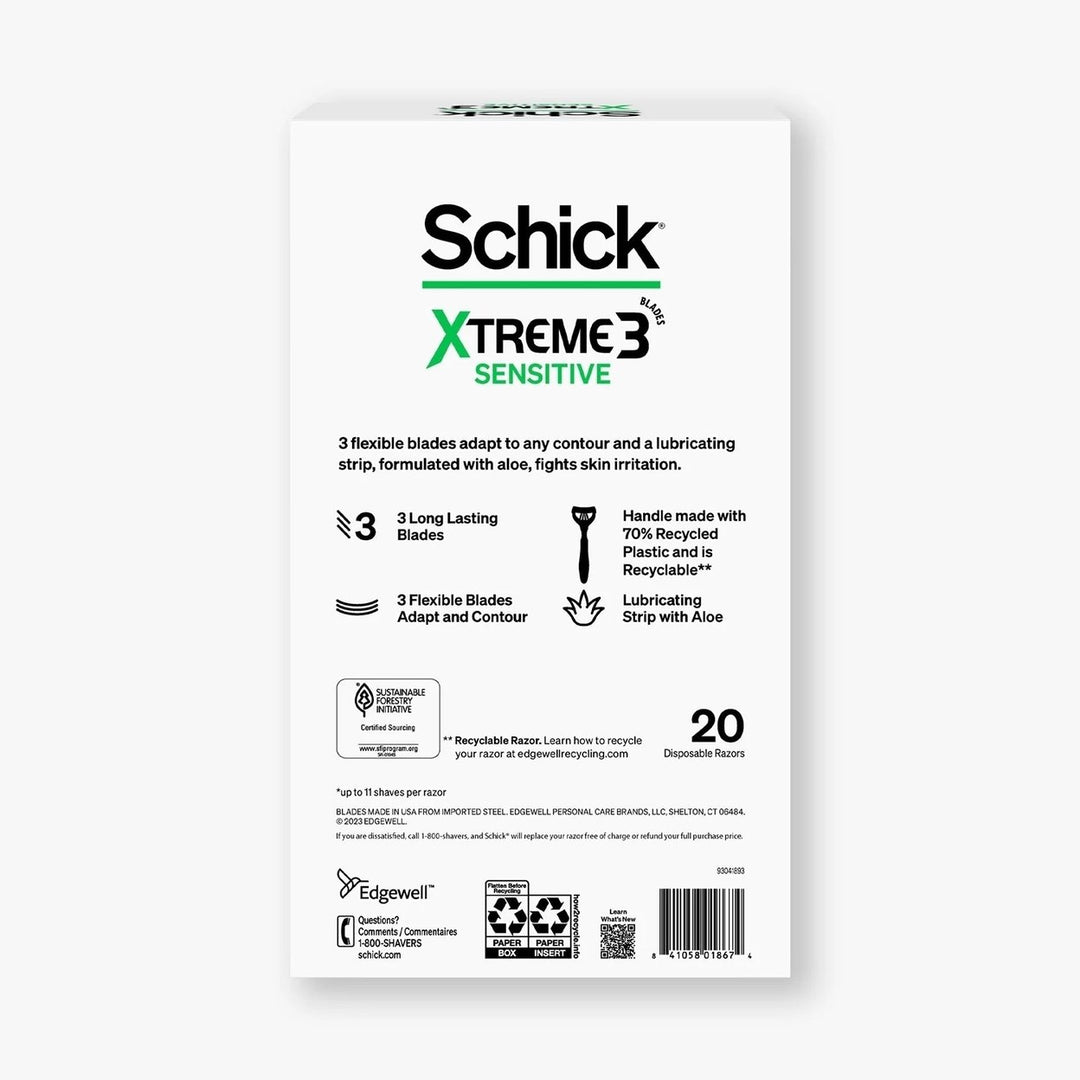 Schick Xtreme3 Sensitive Disposable Razors for Men (20 Count) Image 4