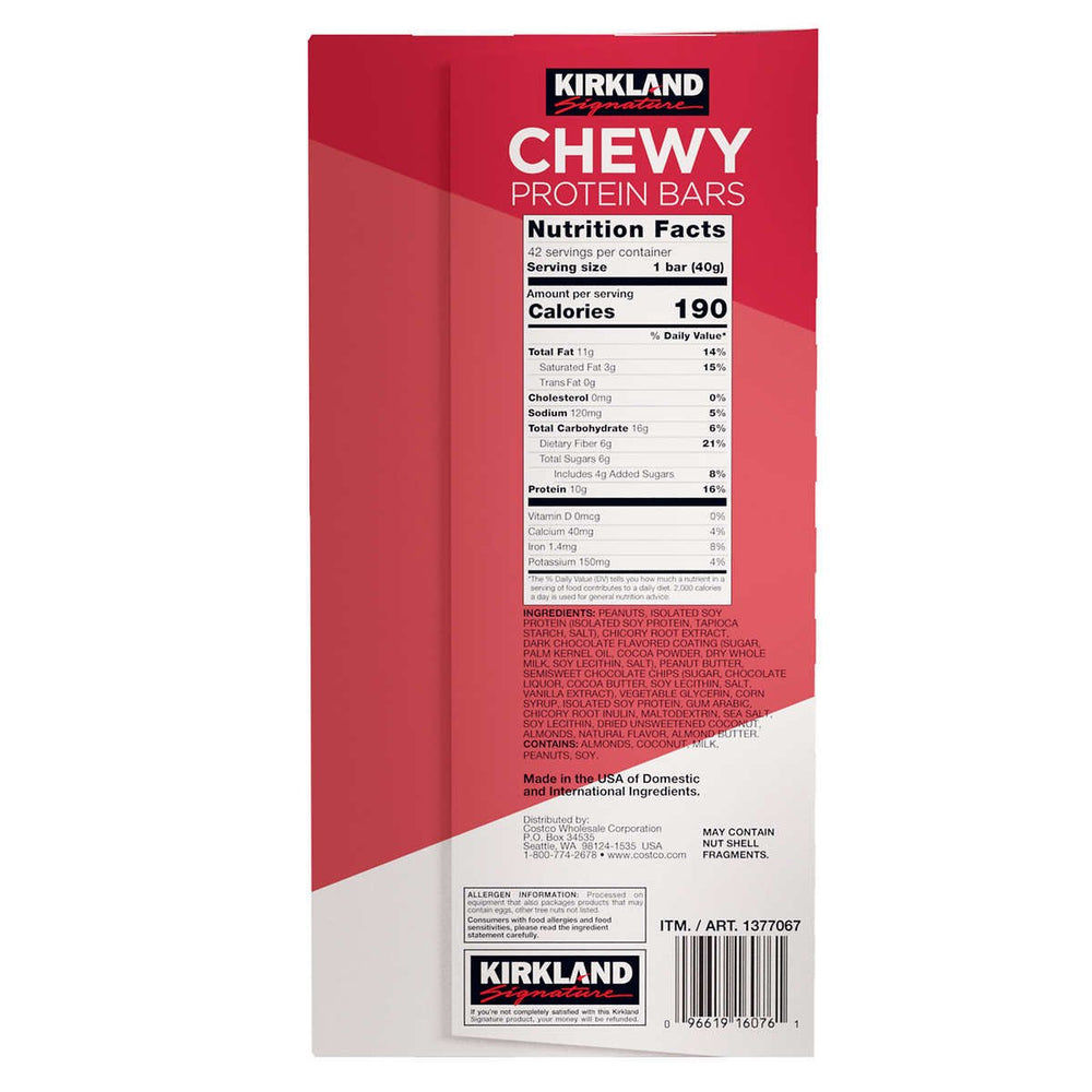 Kirkland Signature Chewy Protein Bars 1.41 Ounce (Pack of 42) Image 2