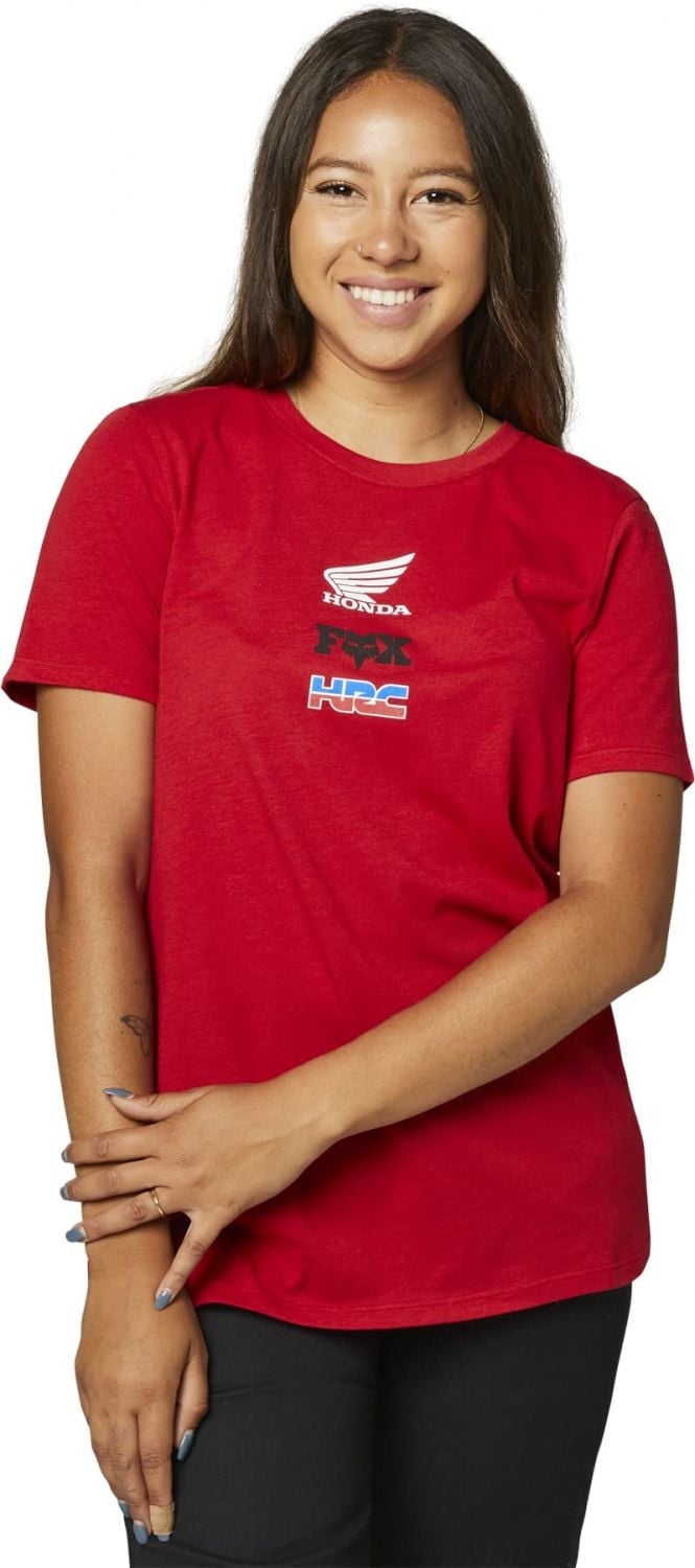 Fox Racing Womens Short Sleeve Tee Flame Red Honda Wing Size [Insert Size] Image 1