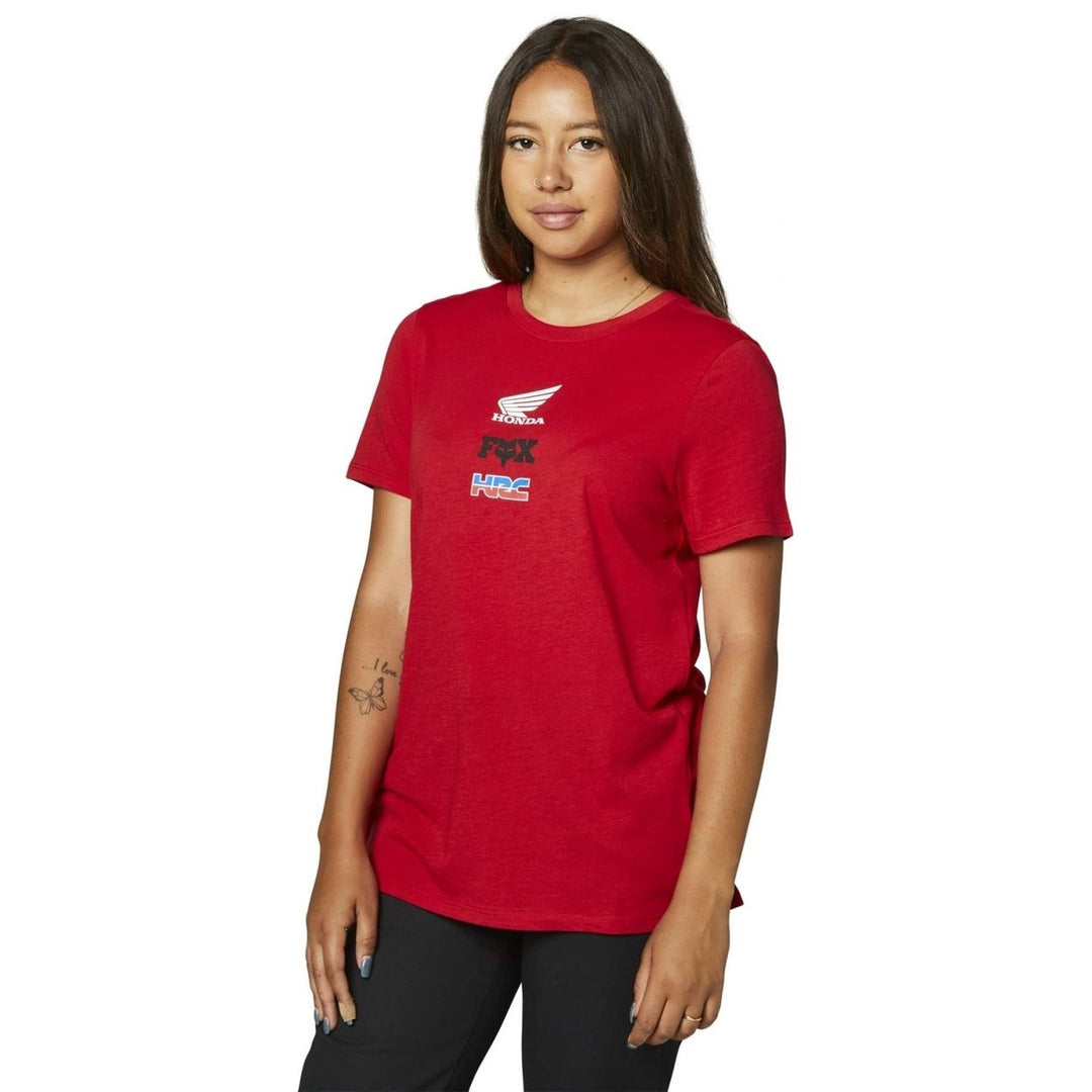 Fox Racing Womens Short Sleeve Tee Flame Red Honda Wing Size [Insert Size] Image 3