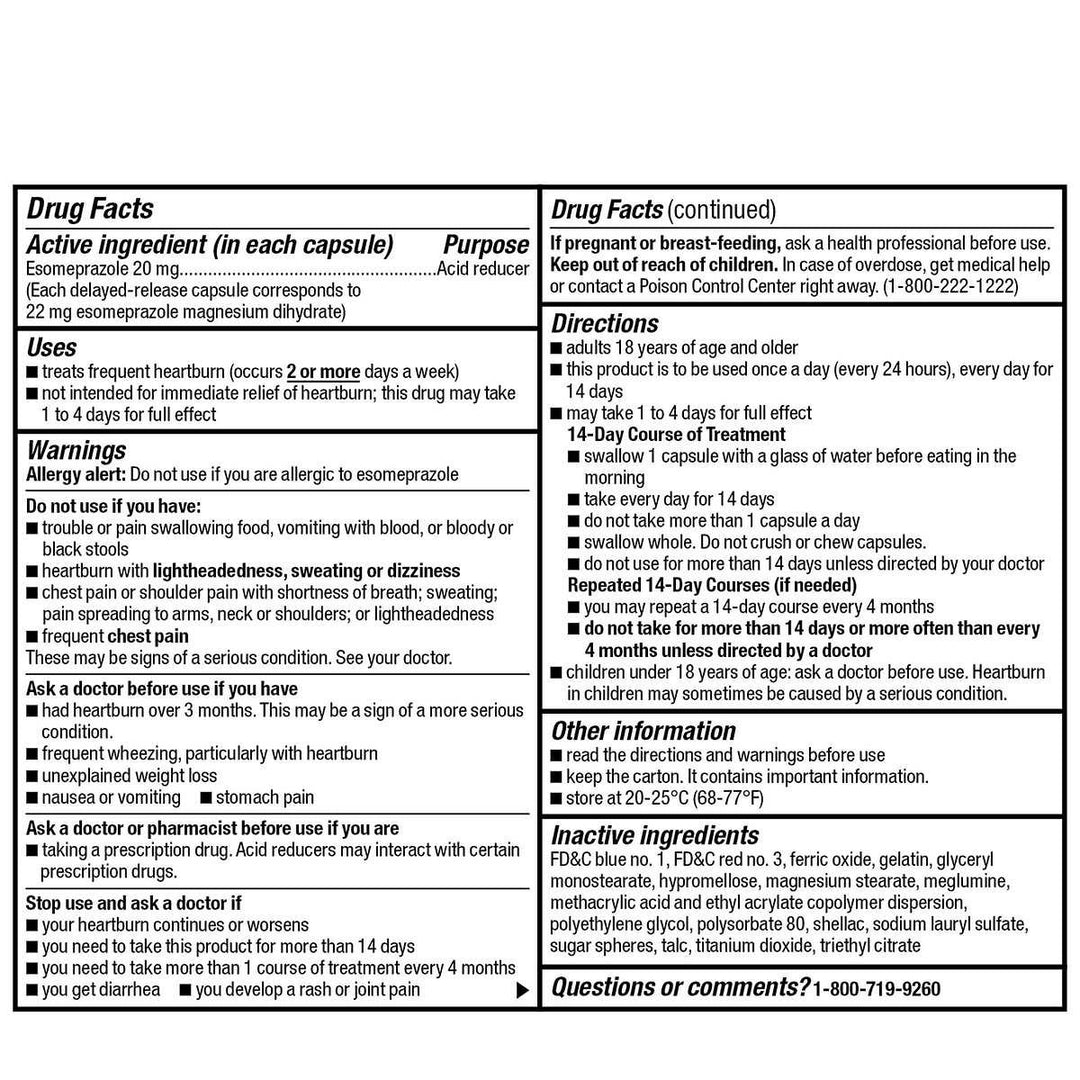 Kirkland Signature Esomeprazole 20 mg. 42 Capsules Image 3