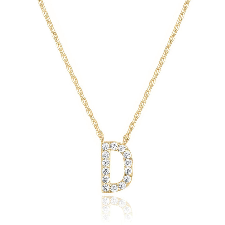 14k Yellow Gold Created White Sapphire Initial D Letter Pendant Necklace Plated Image 1