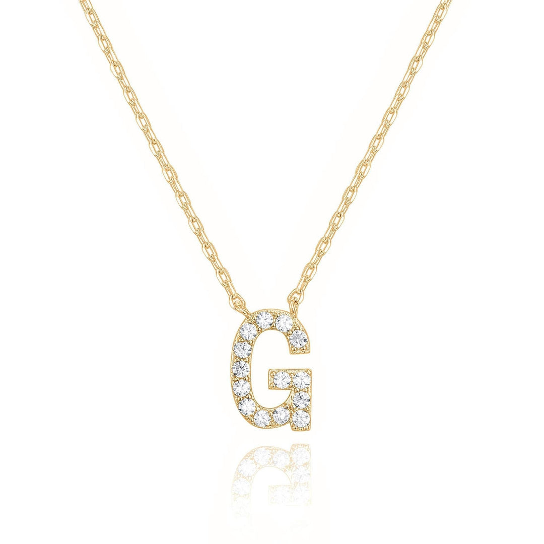 14k Yellow Gold Created White Sapphire Initial G Letter Pendant Necklace Plated Image 1