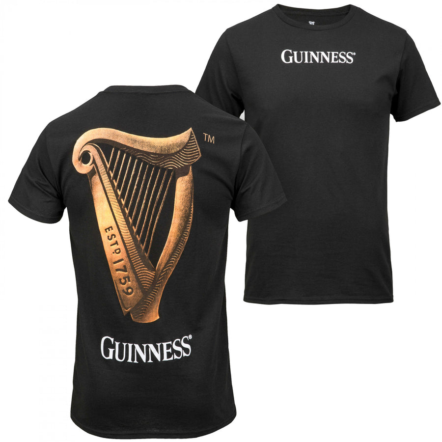 Guinness Harp Logo Front and Back Print T-Shirt Image 1