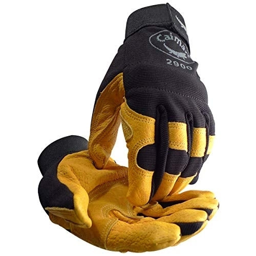 Caiman Pig Grain Knuckle Protection Mechanics Gloves Black/Gold (1 pair) - 2900 BLACK/GOLD Image 1