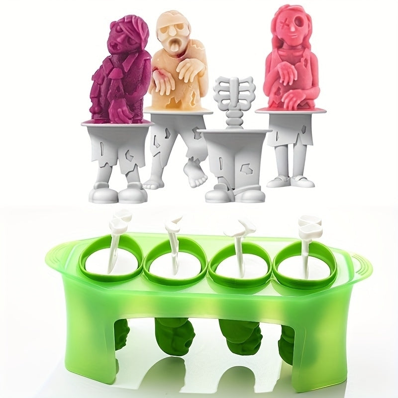 Zombies Ice Pop Molds Set 4 Popsicle Makers With Sticks Image 1