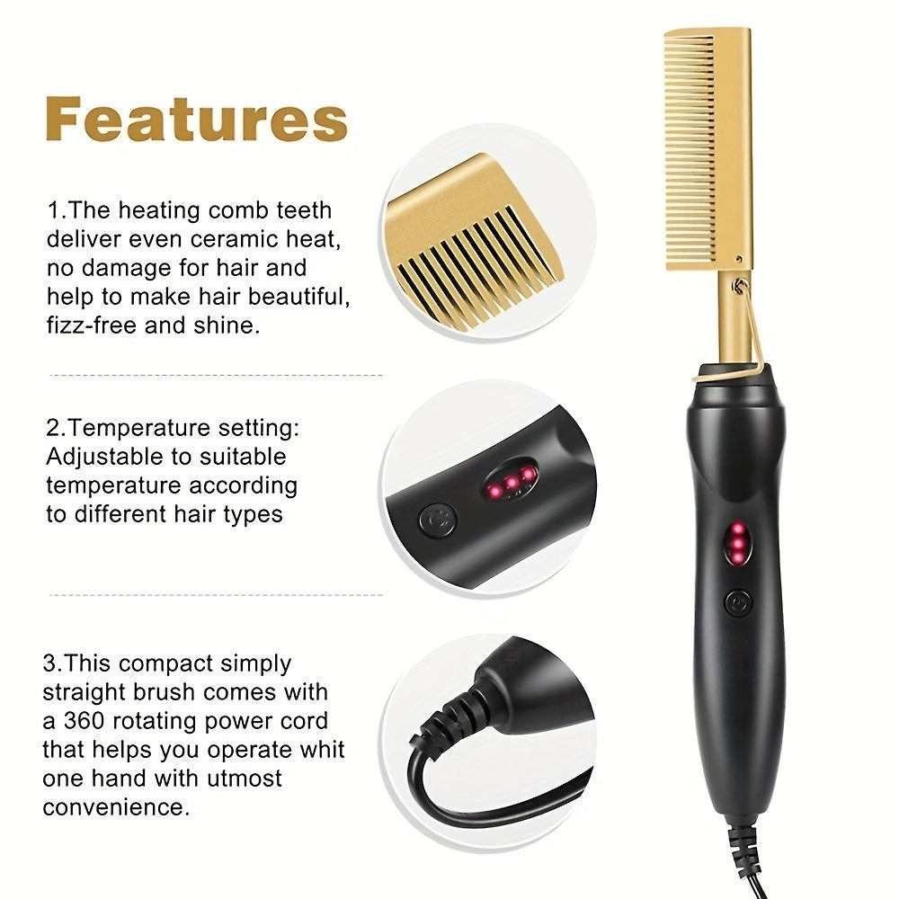 Electric Hair Straightening Comb Hair Straightener Portable Hot Curling Comb Image 2