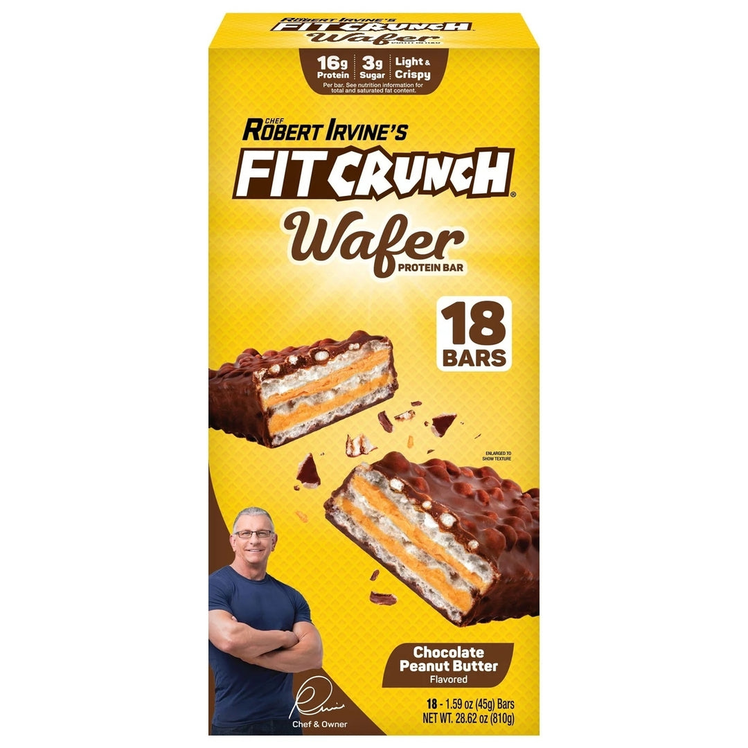 Robert Irvines FITCRUNCH High Protein Wafer Bars Chocolate PB 1.59 Oz (18 Ct) Image 1