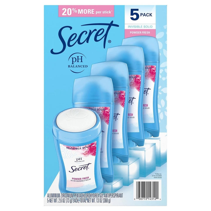 Secret Invisible Solid Antiperspirant and Deodorant Powder Fresh 2.6 Oz (5 Ct) Image 1