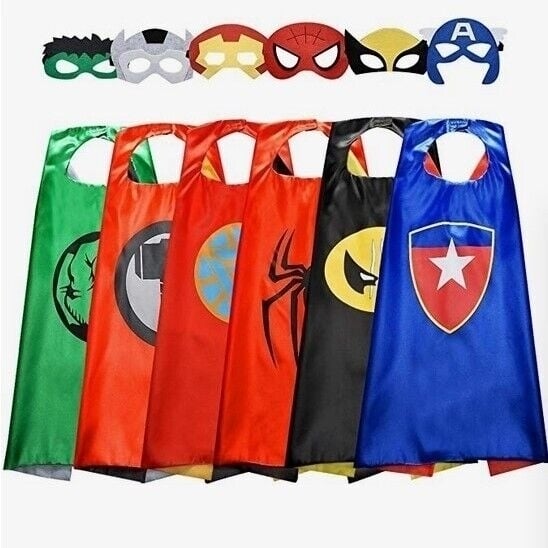 Superhero Reversible Cape and Mask Set 6-Pack Kids Dress Up Costume Toys Image 3