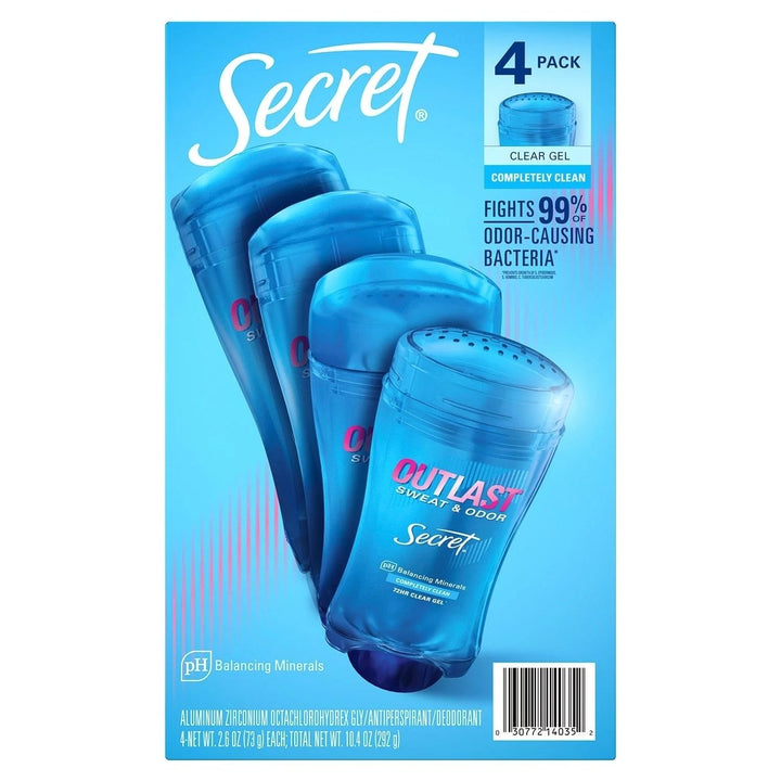 Secret Outlast Clear Gel Deodorant Completely Clean 2.6 Ounce (Pack of 4) Image 1