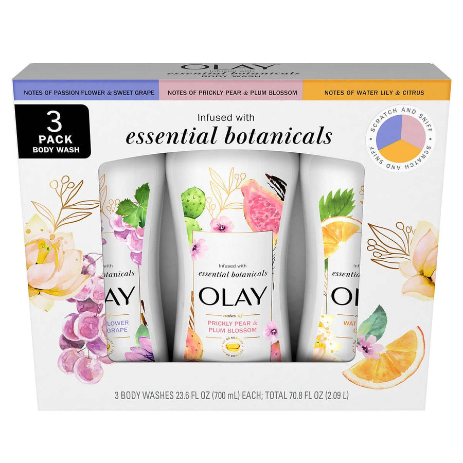 Olay Essential Botanicals Body Wash 23.6 Fluid Ounce (Pack of 3) Image 1