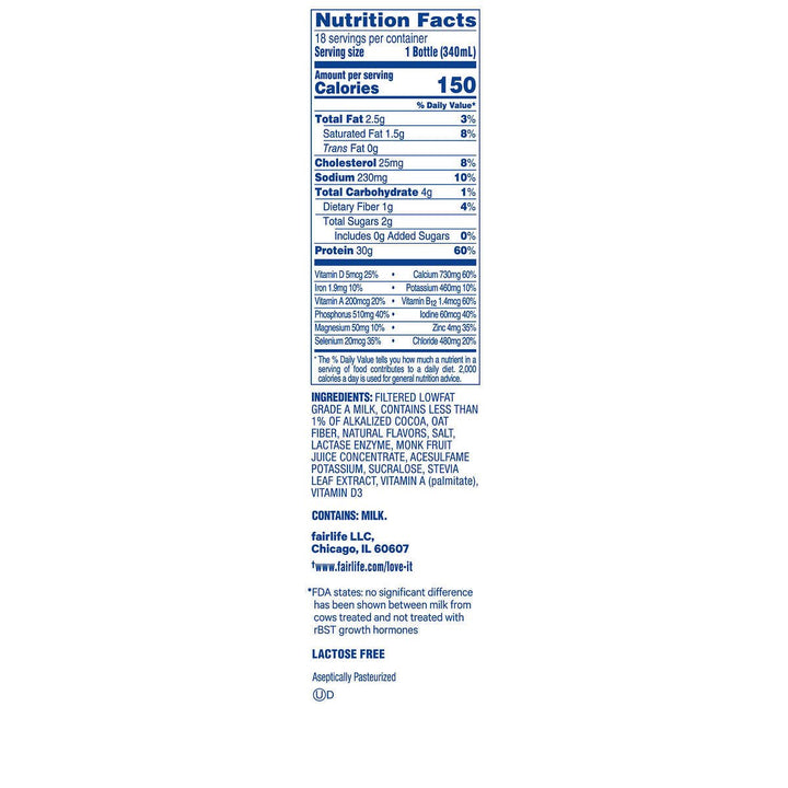 Fairlife Nutrition 30g Protein Shake Chocolate 11.5 Fluid Ounce (18 Count) Image 3