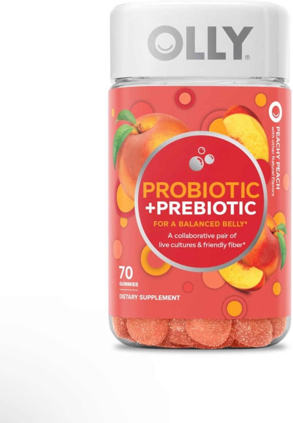 OLLY Adult Probiotic + Prebiotic Digestive Support Gummy Peach (70 Count) Image 1