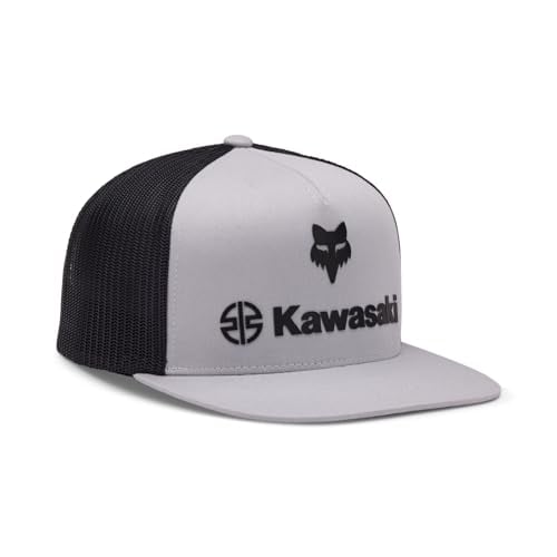 Fox Racing Mens Snapback Hat Steel Grey One Size Kawasaki Graphic Adjustable Image 1