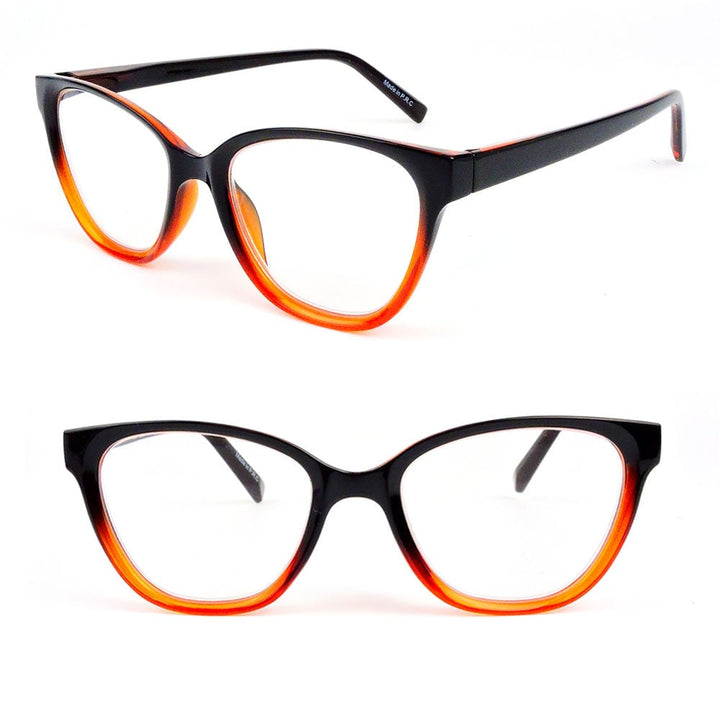 Cat Eye Two Tone Frame Spring Hinges Womens Reading Glasses Image 1