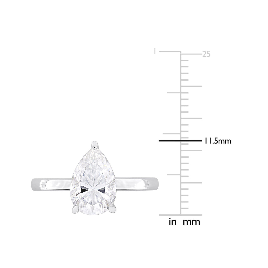 2.00 Carat (ctw) Lab-Created Pear-Cut Moissanite Engagement Ring in Sterling Silver Image 3