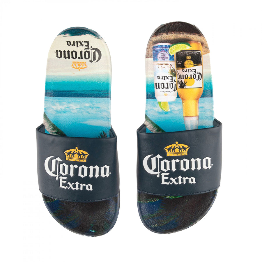 Corona Extra Logo Beach Scene Mens Slide Sandals Image 1