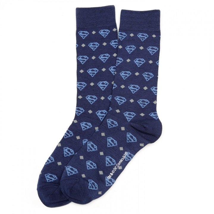 Superman Logo Diamond Pattern Dress Socks Image 2