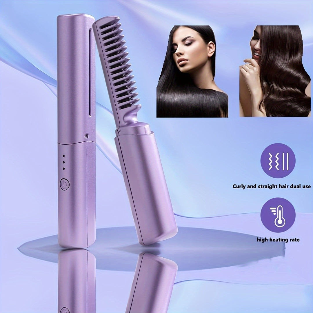 Rechargeable Hair Straightener Portable Cordless Hair Straightener Brush Image 3