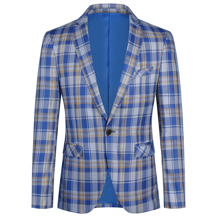 Mens Casual Suit Blazer Jackets Slim Fit Plaid Sports Coat Image 4