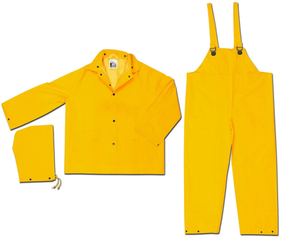 MCR Safety Unisex Waterproof Yellow Rain Suit (Jacket Hood and Bib Pants) - 2003 YELLOW Image 4