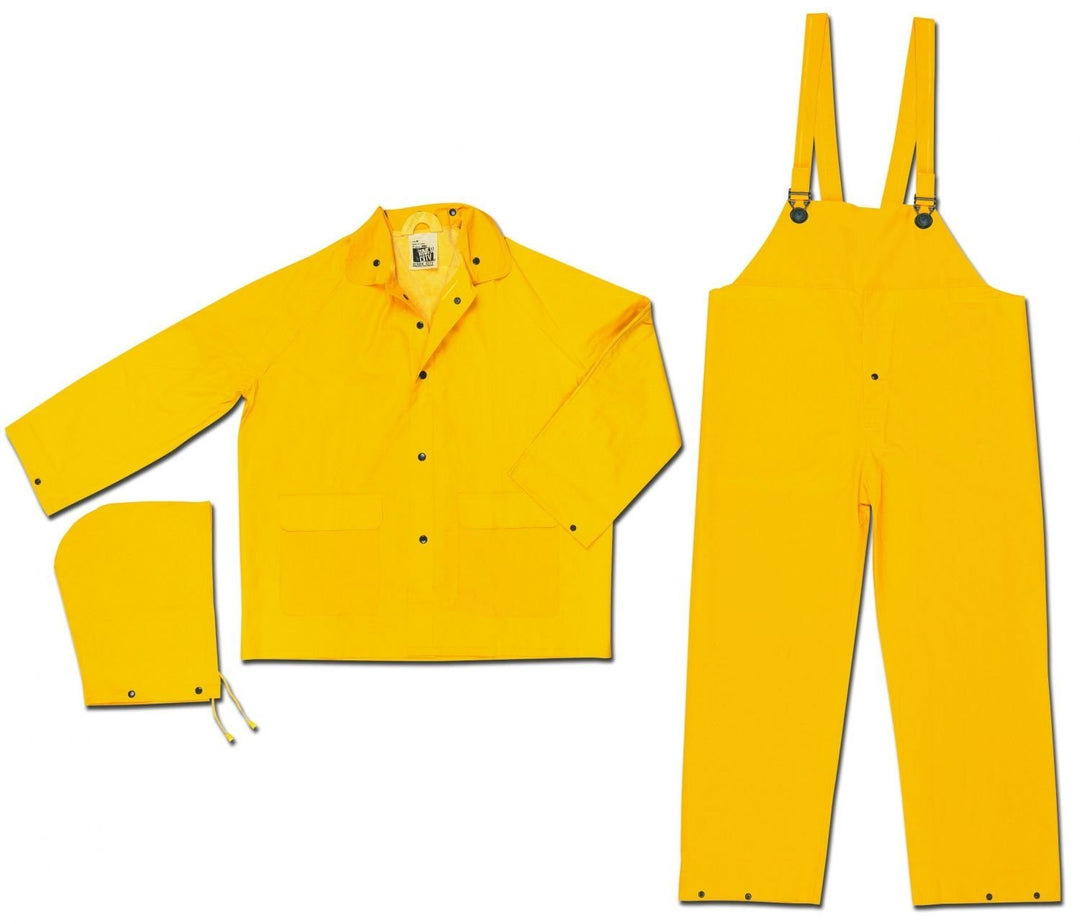 MCR Safety Unisex Waterproof Yellow Rain Suit (Jacket Hood and Bib Pants) - 2003 YELLOW Image 1