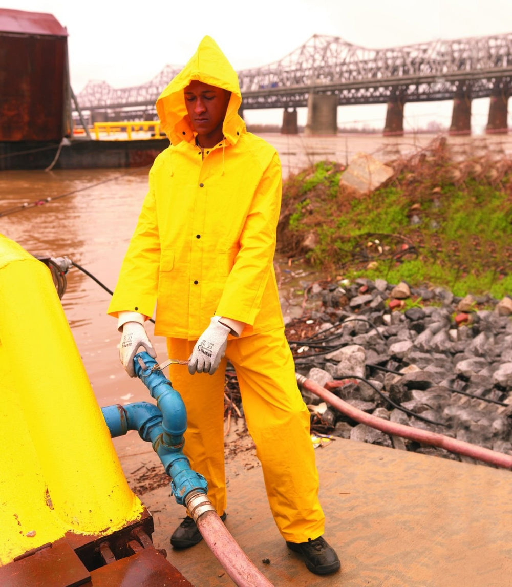 MCR Safety Unisex Waterproof Yellow Rain Suit (Jacket Hood and Bib Pants) - 2003 YELLOW Image 2