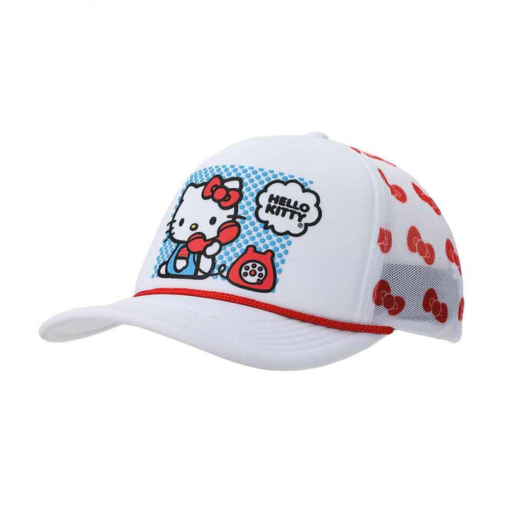 Hello Kitty on Dial Phone Printed Mesh Trucker Hat Image 1