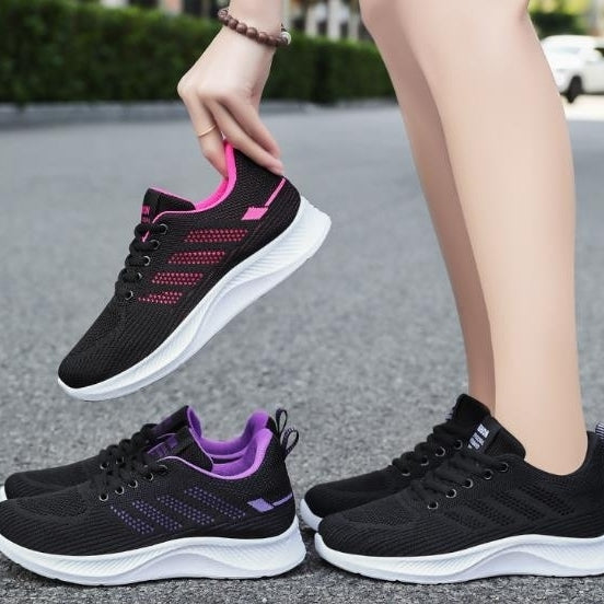 Womens shoes sports shoes breathable casual soft sole single shoes autumn flying woven mesh shoes student running shoes Image 3