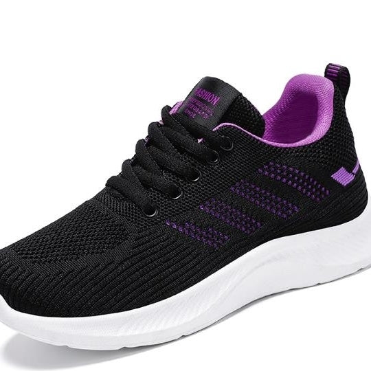 Womens shoes sports shoes breathable casual soft sole single shoes autumn flying woven mesh shoes student running shoes Image 4
