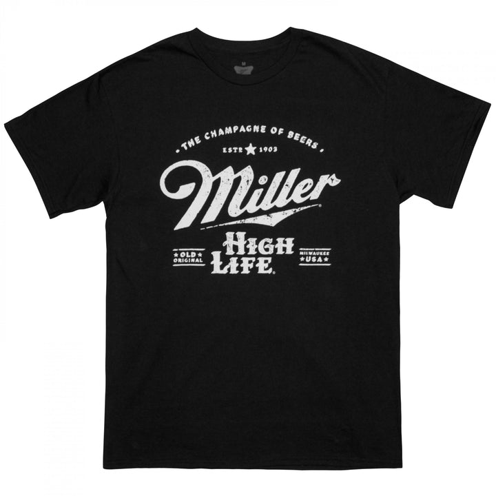 Miller High Life Old Original Front and Back Print Black T-Shirt Image 2