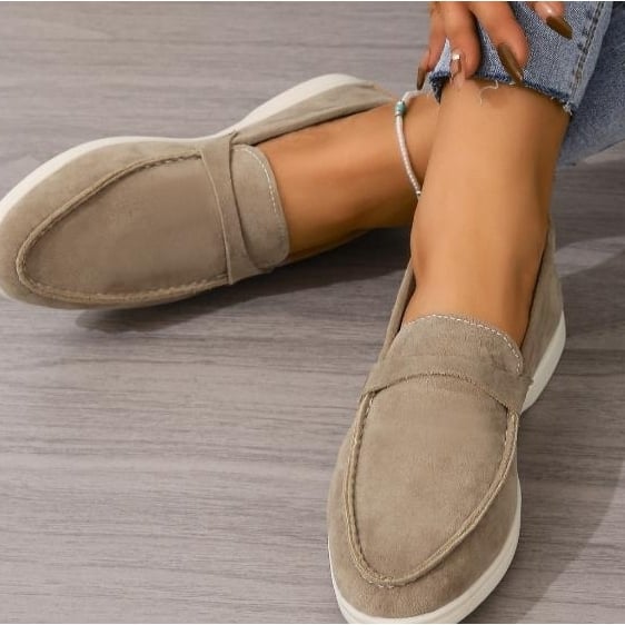 Round toe womens frosted flat bottomed lazy shoes retro single shoes casual shoes summer garden Image 2