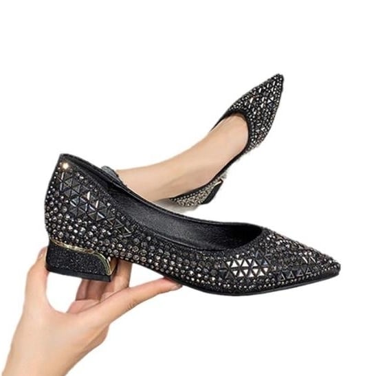 French shallow mouth rhinestone flat sole single shoe Image 4