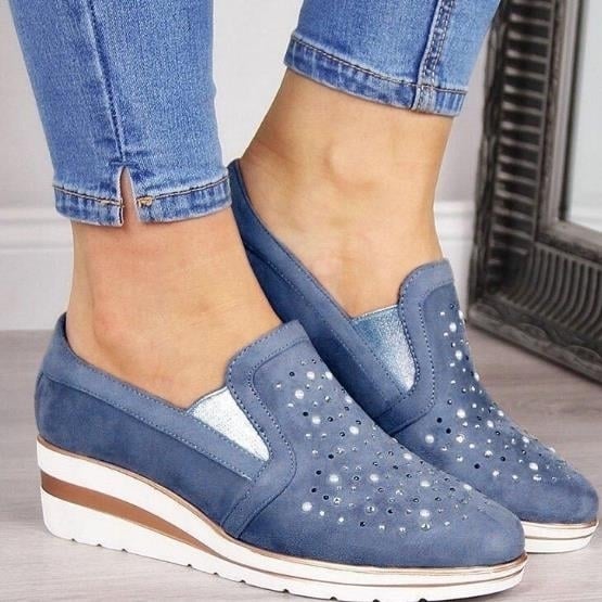 Water Diamond Single Shoes Womens Season Large Size Womens Shoes Casual Set Slope Heels Womens Shoes Image 1