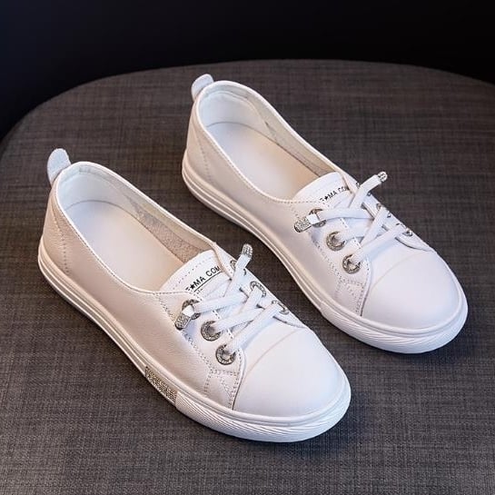 Genuine leather small white shoes for women summer breathable shoes thin board shoes versatile sports white shoes Image 4