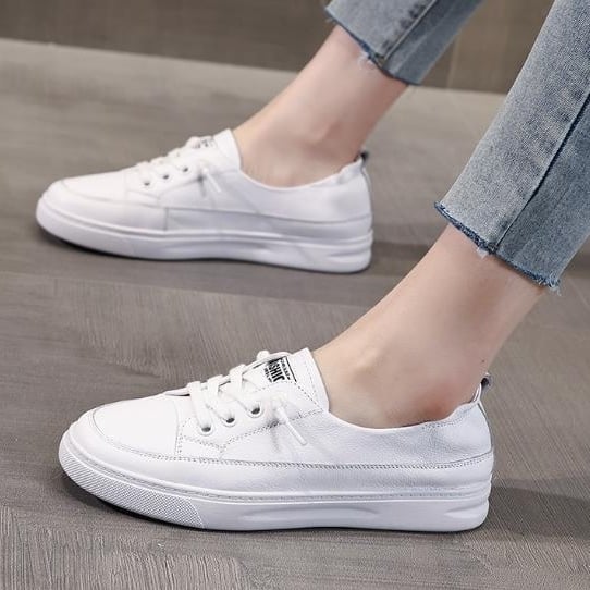 Soft sole top layer cowhide small white shoes for womens spring and autumn comfortable breathable genuine leather Image 2