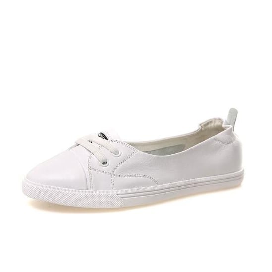 Shallow mouth genuine leather small white shoes for women flat bottomed leisure tourism driving pregnant women and Image 1