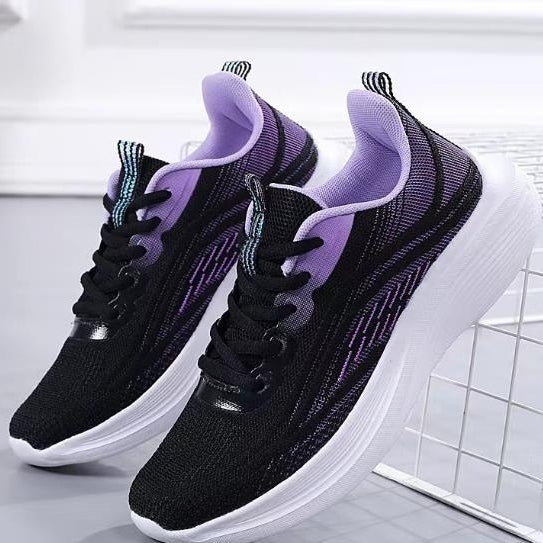 Outdoor Sports Shoes Flyknit Breathable Leisure Lightweight Running Shoes Moms Walking Shoes Travel Shoes Image 4