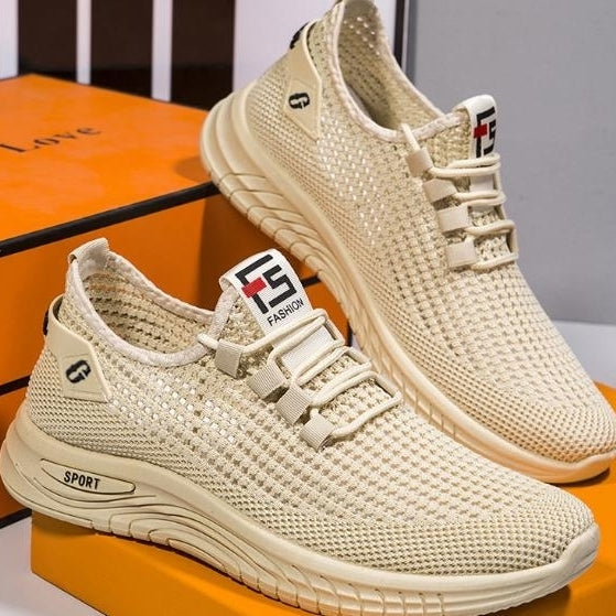 breathable and thin mesh shoes for men trendy and lazy mens hollow flying woven mesh shoes Image 1