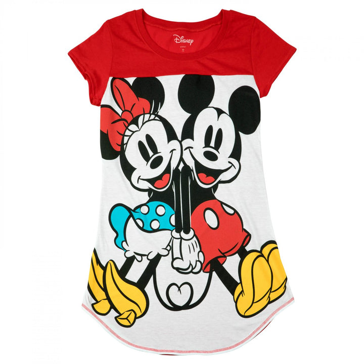 Mickey and Minnie Mouse In Love Juniors Dorm Shirt Image 1